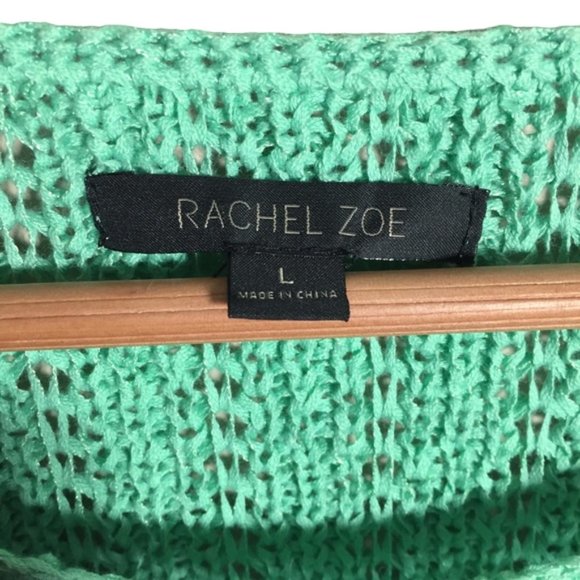 Rachel Zoe Open Knit Sweater Green Karla Loungewear Slouchy Spring Break Summer - Picture 2 of 8